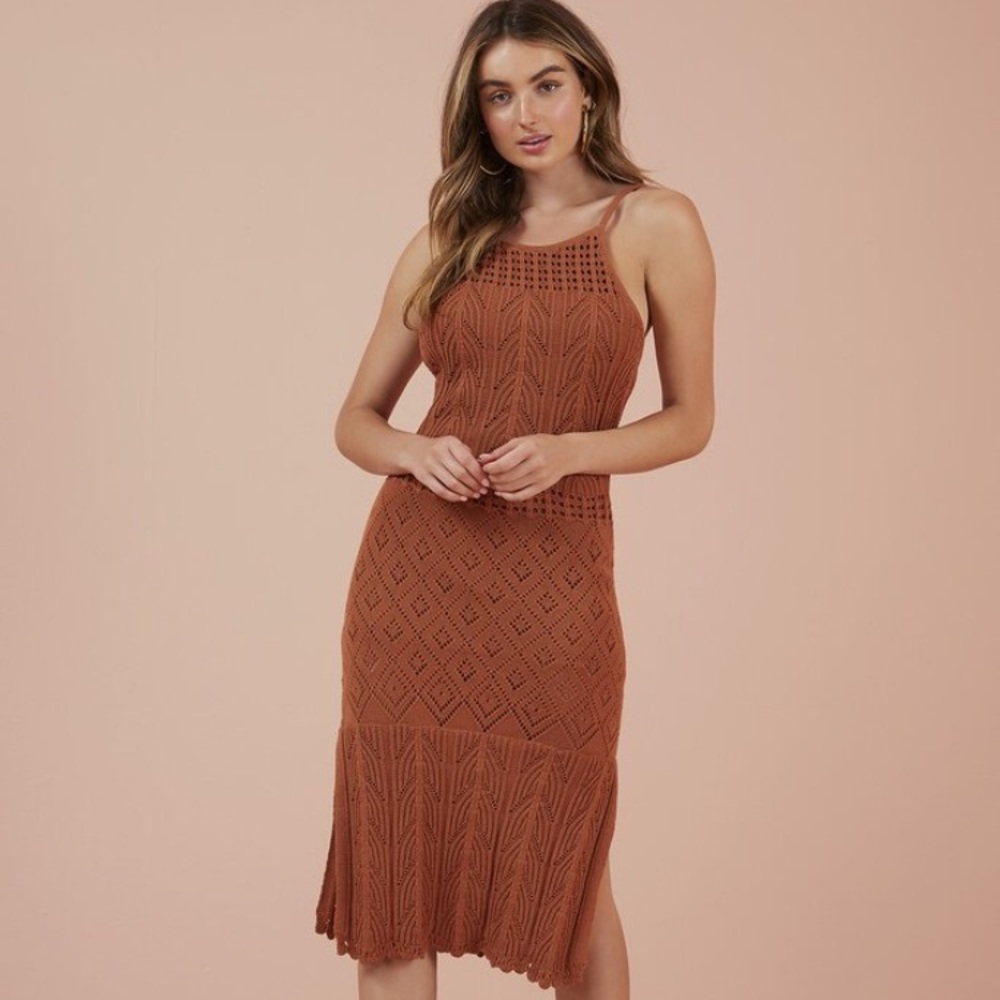 Finders Keepers Afternoons Knit Dress in copper